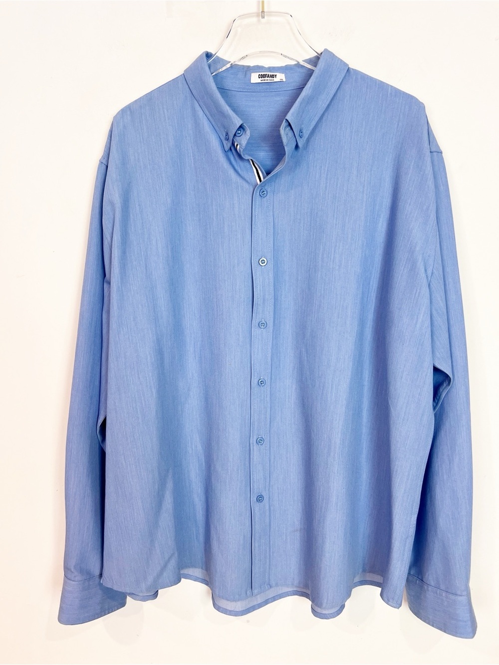 COOFANDY BLUE BUTTON DOWN LONG SLEEVE SHIRT MENS SZ XXL